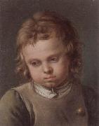 unknow artist Portrait of a young boy,head and shoulders,wearing a grey smock and a green shirt oil on canvas